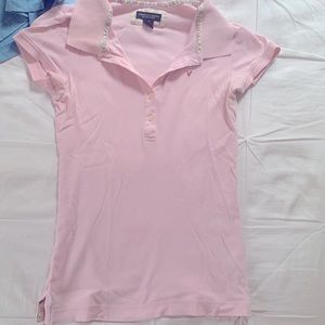 American Eagle pink polo top size S